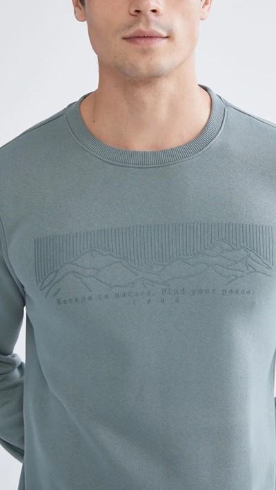 Crew Neck Printed Men's Thick Sweatshirt